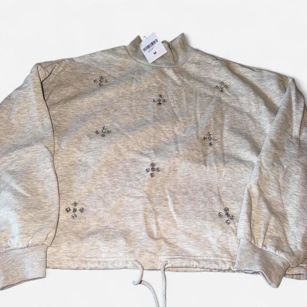 Forever-21 Women's Grey and Cream Sweatshirt